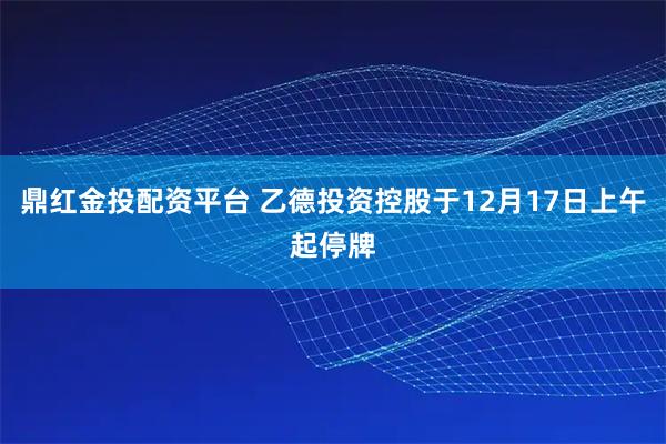 鼎红金投配资平台 乙德投资控股于12月17日上午起停牌